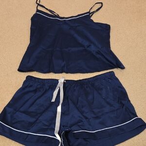 Luxurious Midnight Blue Satin Pajama Set